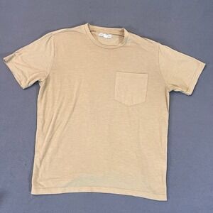 And Now This Pocket Shirt Mens Lg Crew Neck Short Sleeve Casual Solid Beige Tan